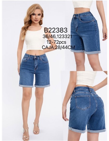 Bermuda denim bajo acabado en vuelta