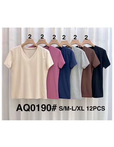 Camiseta básica cuello pico manga corta