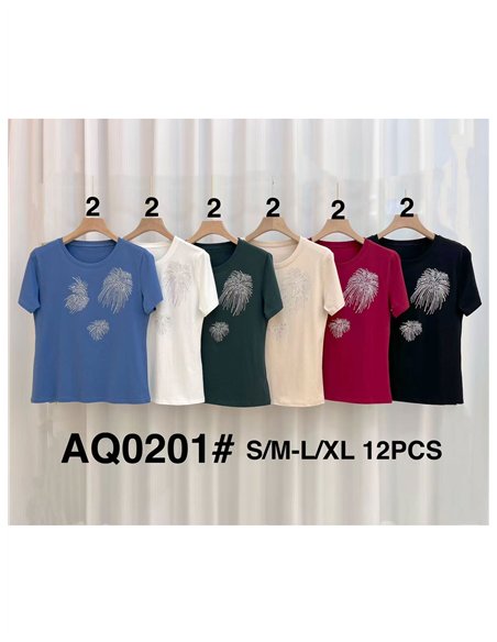 Camiseta strass manga corta