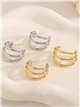 Pendientes aros mediano efecto triple - Acero inoxidable