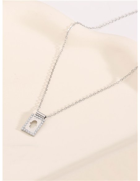 Collar cadena mano de fátima detalle perlas - Acero inoxidable