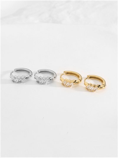 Pendientes aros con circonitas - Acero inoxidable