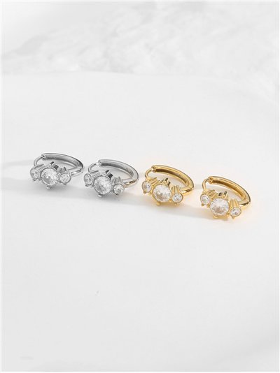 Pendientes aros con circonitas - Acero inoxidable