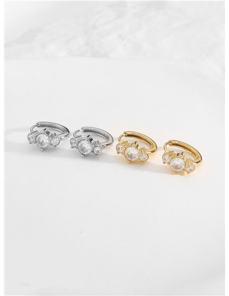 Pendientes aros con circonitas - Acero inoxidable
