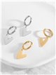 Pendientes aros colgantes con corazón - Acero inoxidable