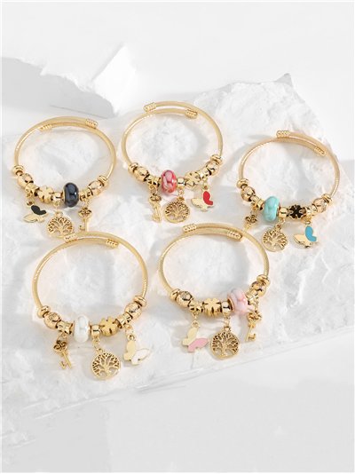 Pulsera de acero inoxidable charm árbol de la vida