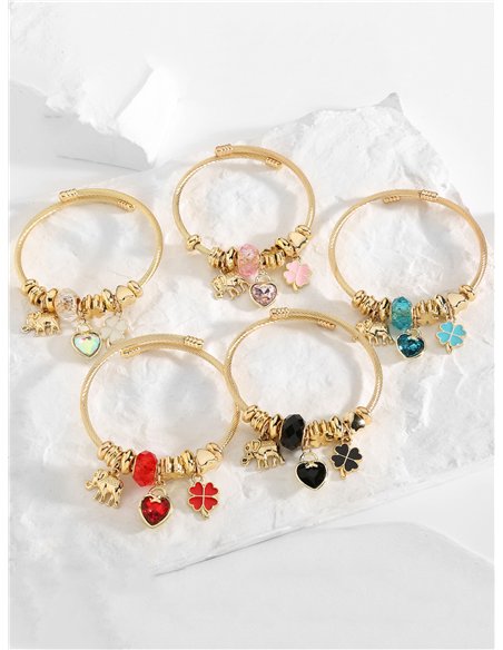 Pulsera de acero inoxidable charm corazón con circonitas