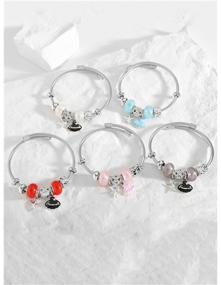 Pulsera de acero inoxidable charm concha esmaltada