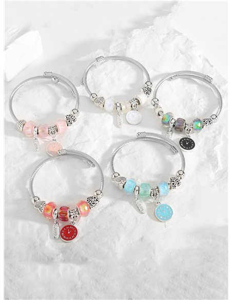 Pulsera de acero inoxidable charm reloj esmaltada