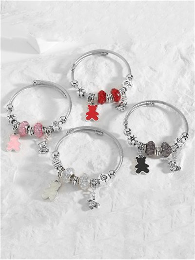 Pulsera de acero inoxidable charm ositos esmaltados