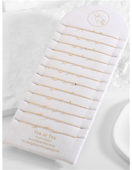 Conjunto de 12 pulseras cadenas con colgantes - Acero inoxidable