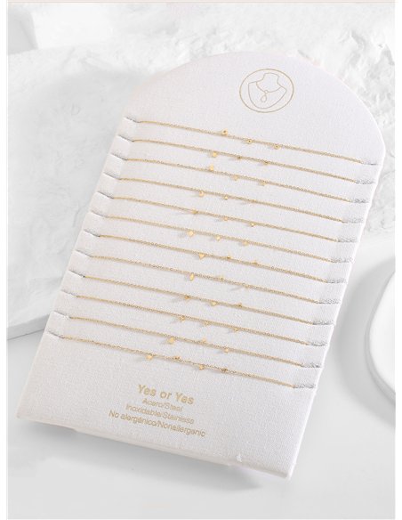 Conjunto de 12 collares cadenas con colgantes - Acero inoxidable