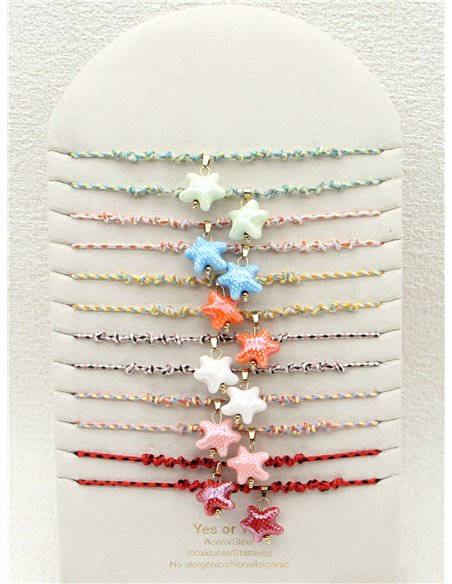 Conjunto de 12 collares de cordón con charm estrella de mar
