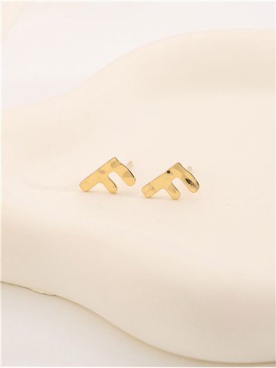 Pendientes letra F - Acero inoxidable