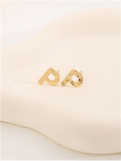 Pendientes letra P - Acero inoxidable