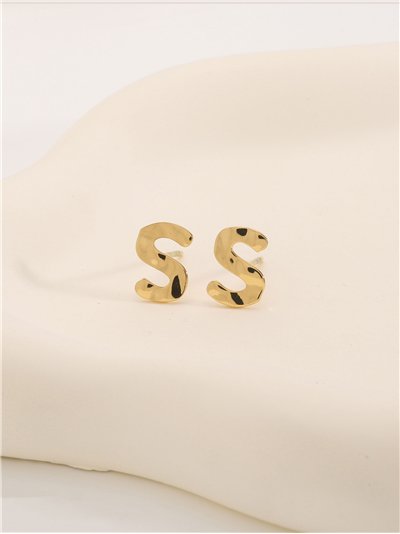 Pendientes letra S - Acero inoxidable