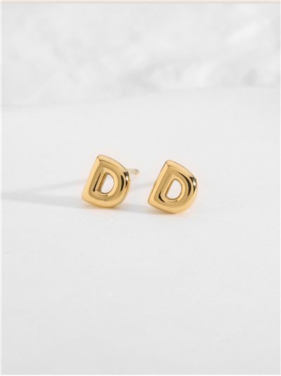 Pendientes letra D - Acero inoxidable