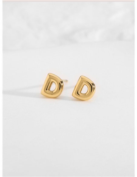 Pendientes letra D - Acero inoxidable