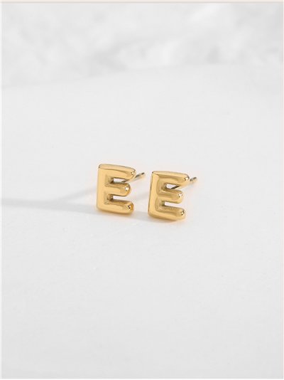 Pendientes letra E - Acero inoxidable