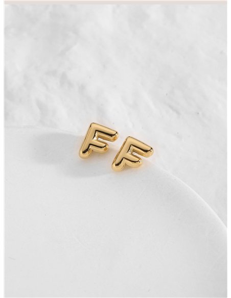 Pendientes letra F - Acero inoxidable