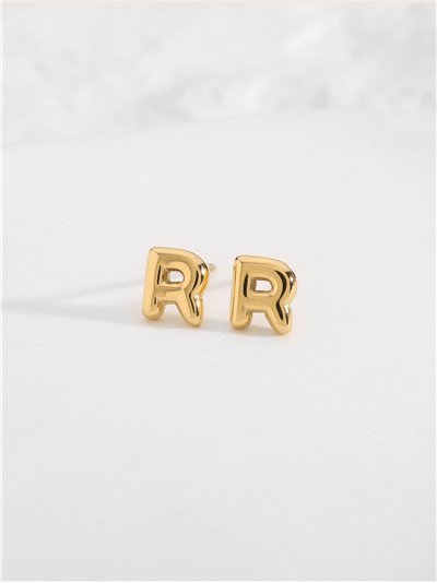Pendientes letra R - Acero inoxidable