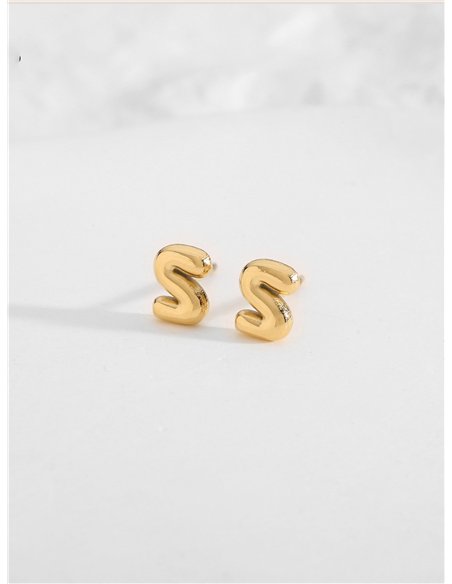 Pendientes letra S - Acero inoxidable
