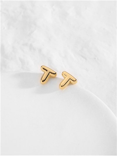 Pendientes letra T - Acero inoxidable