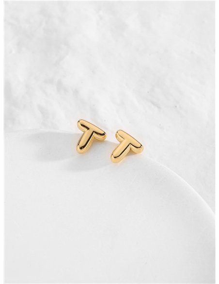 Pendientes letra T - Acero inoxidable