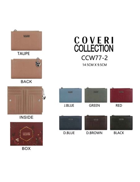 Cartera tarjetero Coveri Collection con caja, bolsillo con cremallera y espacio para tarjetas