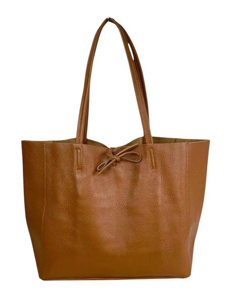 Bolso shopper amplio piel con asa largas y bolsillo interior