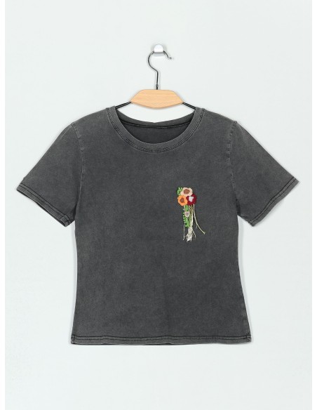 Camiseta flores punto