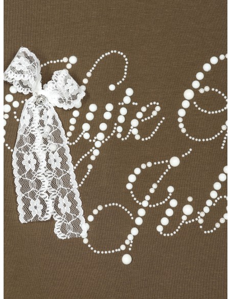 Camiseta texto abalorios lazos