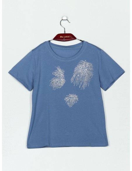 Camiseta strass manga corta