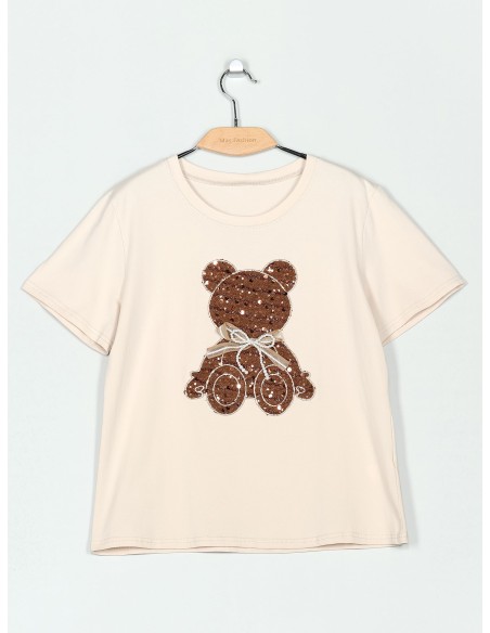 Camiseta oso lentejuelas