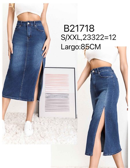 Falda denim midi abertura
