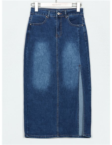 Falda denim midi abertura