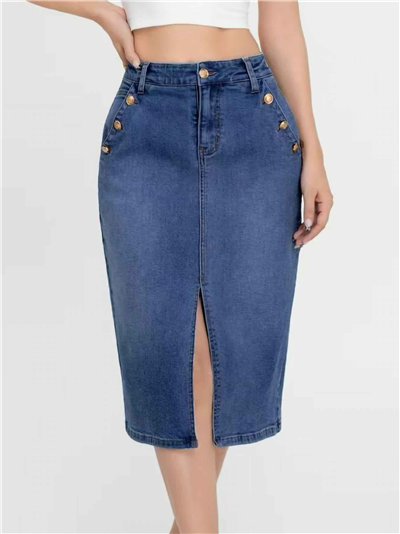 Falda denim midi botones