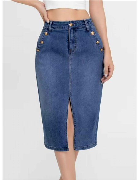 Falda denim midi botones