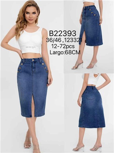 Falda denim midi botones 2