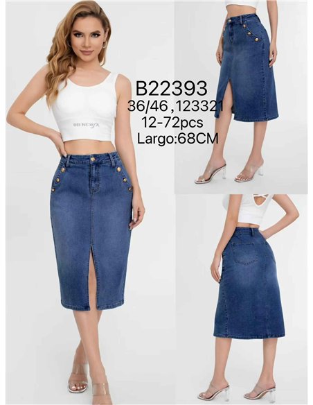 Falda denim midi botones