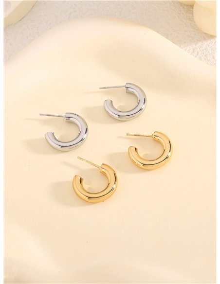 Pendientes aros abiertos 18 mm - Acero inoxidable