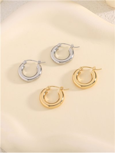 Pendientes aros tubulares - Acero inoxidable