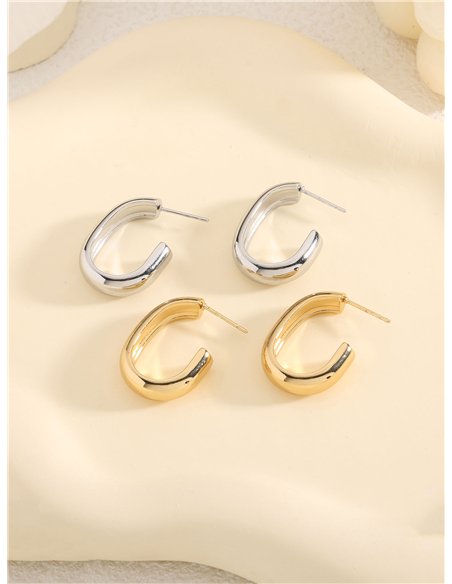 Pendientes aros alargados  - Acero inoxidable