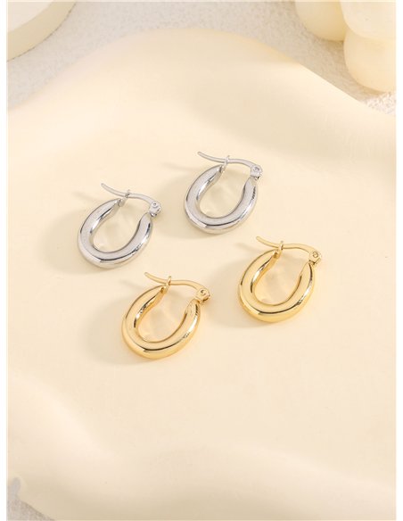 Pendientes aros alargados tubulares pequeño - Acero inoxidable