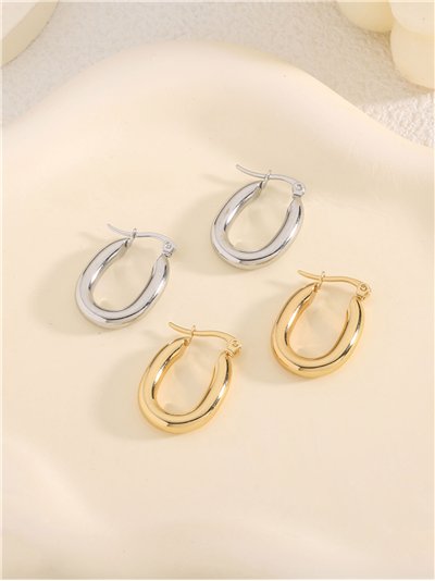 Pendientes aros alargados tubulares mediano - Acero inoxidable