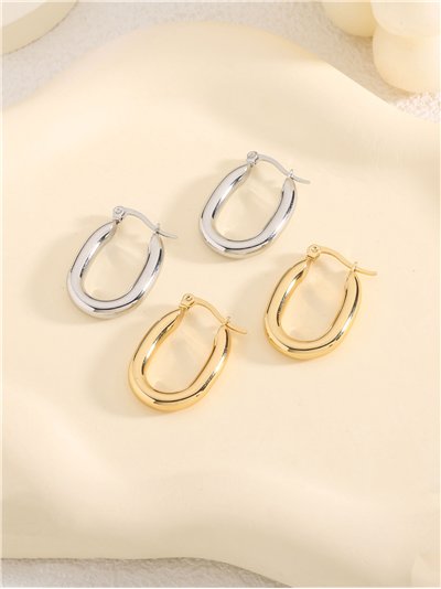Pendientes aros alargados tubulares grande - Acero inoxidable