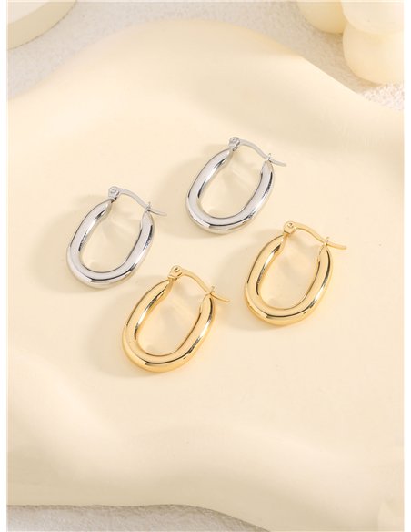 Pendientes aros alargados tubulares grande - Acero inoxidable