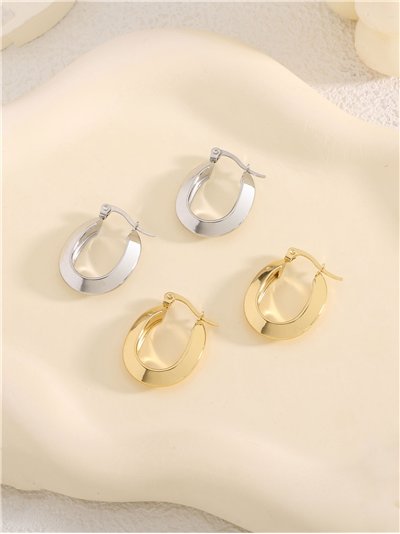 Pendientes aros alargados tubulares mediano - Acero inoxidable