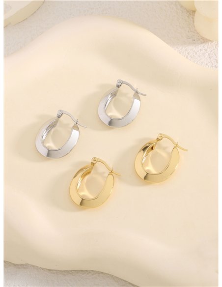 Pendientes aros alargados tubulares mediano - Acero inoxidable