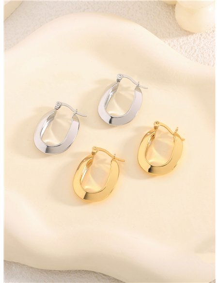 Pendientes aros alargados tubulares - Acero inoxidable